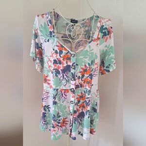 Torrid Tropical Print Top, Size 1.